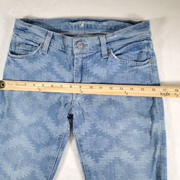 7 For ALL Mankind The Skinny Jeans Size 27 Ancient Pyramid Laser Aztec Print - Picture 11 of 16